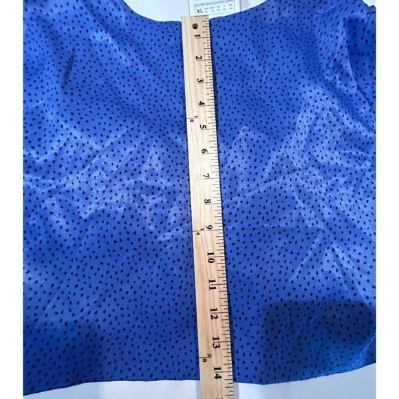 Zara Blue Black Polka Dot Long Sleeve Crop Top Women’s Size XL - Picture 11 of 14